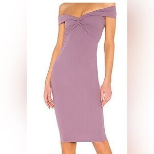 NOOKIE Dolli Midi Soft Violet Elegant Off-Shoulder Dress 👗 in Small